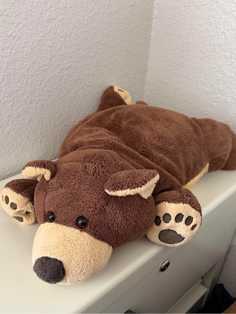 Woolrich Kids 2009 Brown Teddy Bear Pillow Plush MicroBead Floppy Laying Down